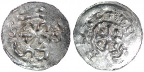 Germany. Swabia. Esslingen. Otto I - Otto III 936 - 1002. AR Denar (17mm, 0.66g). OTTO [• DI• IIDCIEX], cross with pellet in each angle / OTTO, cross ...