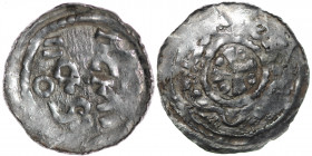 Germany. Swabia. Esslingen. Otto I - Otto III 936 - 1002. AR Denar (19mm, 1.18g). Cross with pellet in each angle / OTTO, cross written IIC S and IIC ...