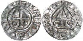 Germany. Bavaria. Heinrich II 985-995. AR Denar (19mm, 0.89g). Regensburg mint; moneyer SIG. •HENRICVSDVX, cross with one pellet in two angles and one...