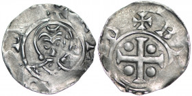 The Netherlands. Deventer. Bishop Bernold 1046-1054. AR Denar (18mm, 1.01g). Deventer mint. +BE[__]O[_]D, bareheaded bust facing / +BE[___]D, cross wi...