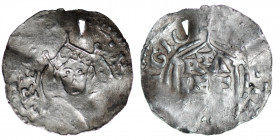 The Netherlands. Utrecht. Heinrich II 1002-1024. AR Denar (19mm, 0.78g). H[EINRICV]S REX, crowned bust facing / [RIS]T[IANA REL]IGIO, contour of churc...