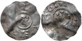 The Netherlands. Region of Utrecht. Otto III 983-996. AR Denar (19mm, 1.29g). Uncertain mint in the region of Utrecht. Omega in circle / Cross with pe...