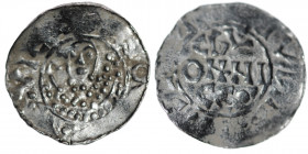 The Netherlands. Groningen. Bishop of Utrecht. Bernold 1040-1054 AR Denar (17mm, 0.88g). Groningen mint. Bust facing, crosier over right shoulder, thr...
