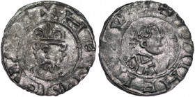 The Netherlands. Groningen (or imitation). Wilhelm and Heinrich III/IV, 1054-1076. AR Denar (18mm, 0.78g). HENRICVS[RE+], crowned bust facing / +VVIIH...