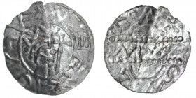 The Netherlands. Imitation of Bruno III 1038-1057. AR Denar (16.5mm, 0.51g). Uncertain mint. Crowned head right, cross-tipped scepter before / Pseudo ...