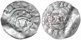 The Netherlands. Imitation of Bruno III 1038-1057. AR Denar (18mm, 0.81g). Uncertain mint. Crowned head left, cross-tipped scepter before / I+IIA with...