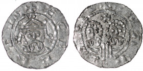 The Netherlands. Friesland. Ekbert II 1068-1077. AR Denar (18mm, 0.67g). Stavoren mint. +ECBERTVS, crowned bearded bust facing / +STAV[ERO]NV, two adj...
