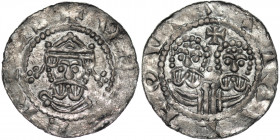 The Netherlands. Friesland. Ekbert II 1068-1077. AR Denar (17mm, 0.62g). Stavoren mint. +VECBERTVS, crowned bearded bust facing / +STAVEROVI, two adja...