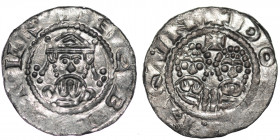 The Netherlands. Friesland. Ekbert II 1068-1077. AR Denar (17mm, 0.64g). Dokkum mint. +ECBERTVS, crowned bearded bust facing / +DO[GGI]NGVN, two adjac...