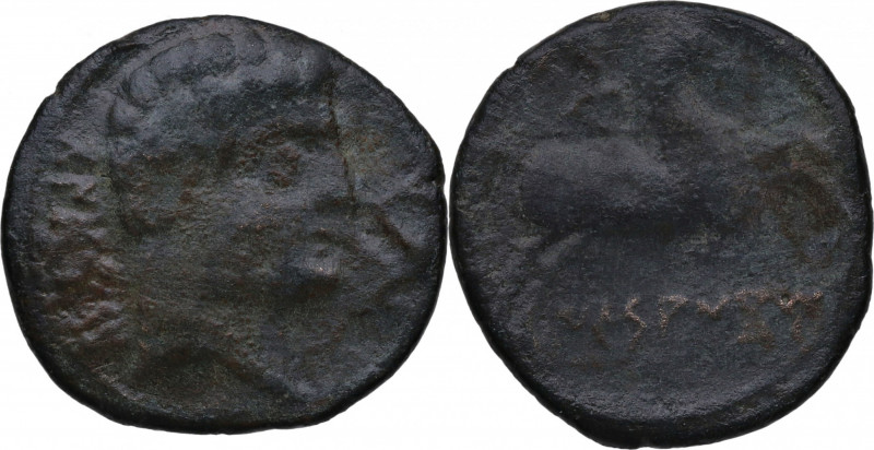 s. I aC. IKESANKOM (Alcalá de Henares). As. Ae. 6,90 g. Marcas: ley. ibérica KoN...