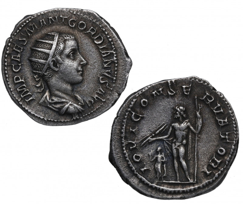 238 – 244 d.C. Gordiano III. Denario. Ag. 4,40 g. Bella. EBC-. Est.110.