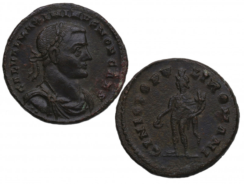 308 - 313 d.C. Maximino II Daza. Atribuida a Londres. Follis. Ae. 9,82 g. MBC. E...