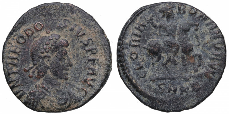 379-395 d.C. Teodosio I. Cicico. Pentagiro. RIC IX 29b.3. 1,84 g. Busto con diad...