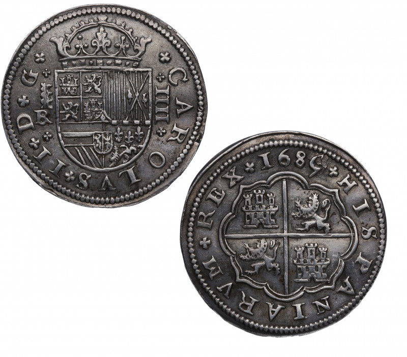 1685. Carlos II (1665-1700). Segovia (Ingenio). 4 reales. Ag. Bellísima. RARA y ...