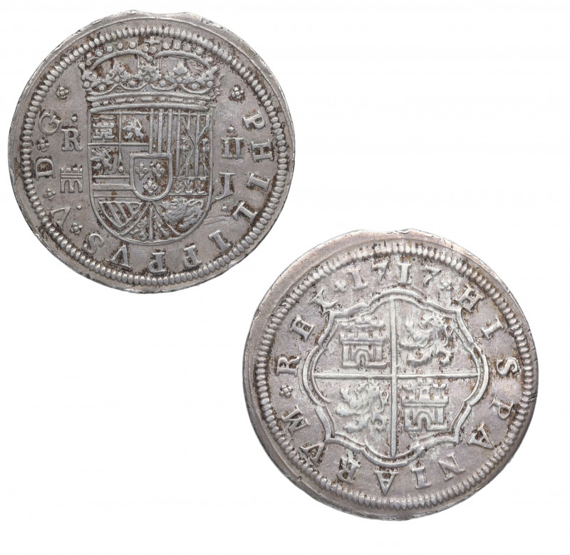 1717. Felipe V (1700-1746). Segovia. 2 Reales. J. A&C 770. Ag. 6,48 g. EBC-. Est...