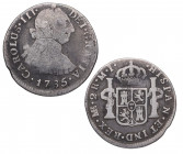 1785. Carlos III (1759-1788). Lima. 2 Reales. MI. A & C 600. Ag. 6,22 g. BC+. Est.30.