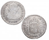 1790. Carlos IV (1788-1808). Lima. 2 Reales. IJ. A & C 569. Ag. 6,60 g. BC. Est.30.