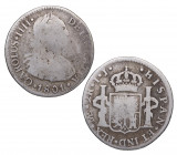 1801. Carlos IV (1788-1808). Lima. 2 Reales. IJ. A & C 584. Al. 6,87 g. BC+ . Est.30.