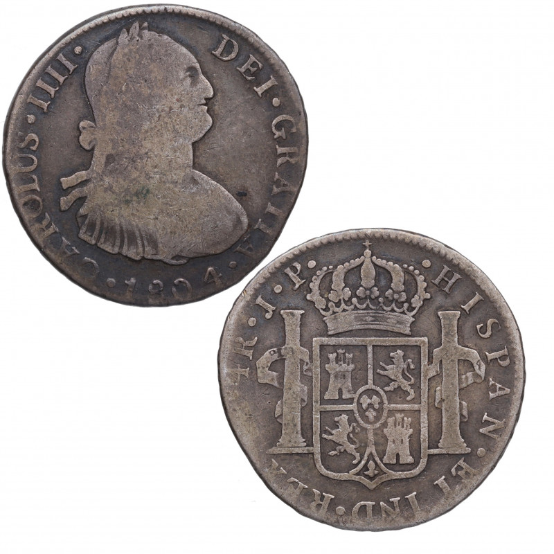 1804. Carlos IV (1788-1808). Lima. 4 Reales. JP. A & C 768. Ag. 12,95 g. MBC. Es...