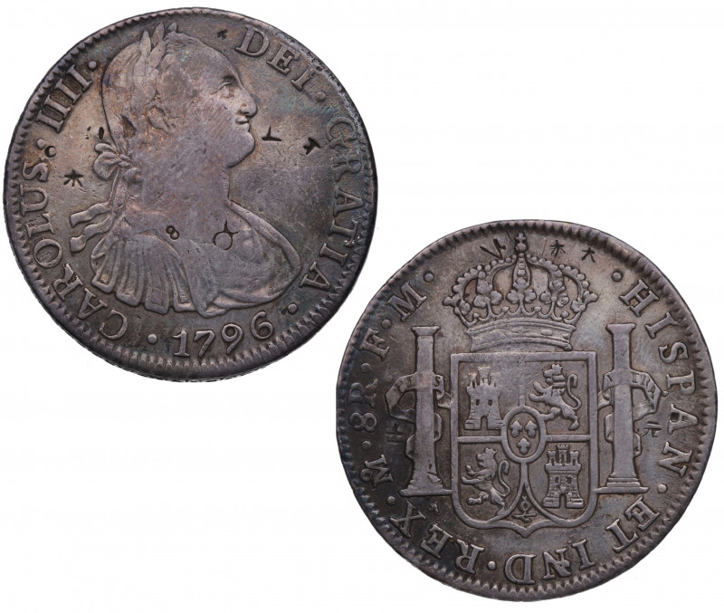 1796. Carlos IV (1788-1808). México. 8 reales. FM. A & C 959. Ag. 26,72 g. CHOPM...