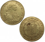 1793. Carlos IV (1788-1808). Nuevo Reino. 8 Escudos. JJ. A&C 1723. Au. 26,88 g. Hojita en reverso. MBC. Est.1450.