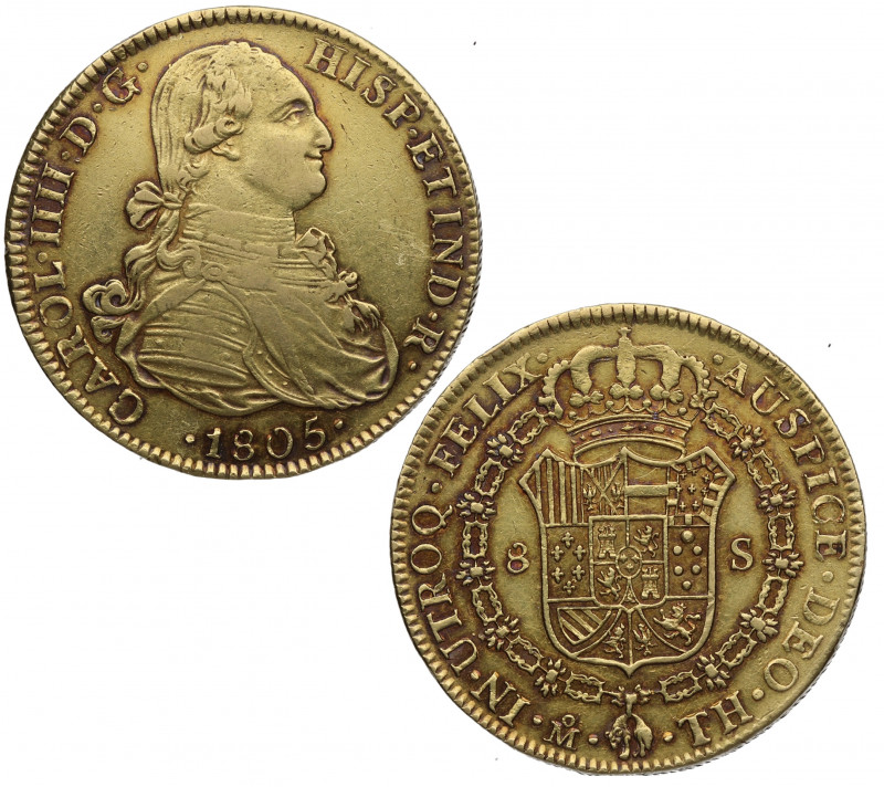 1805. Carlos IV (1788-1808). México. 8 Escudos. TH. A&C 1649. Au. 27,00 g. EBC-....