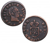 1833. Fernando VII (1808-1833). Pamplona. 1 Maravedi . A & C 42 . Cu. 2,13 g. Muy escasa. MBC. Est.80.