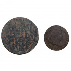 1830. Fernando VII (1808-1833). Segovia. 2 monedas 2 Maravedis y 4 cuartos. BC. Est.25.