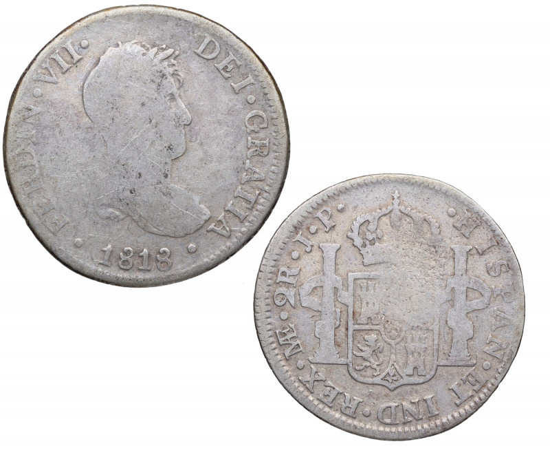 1818. Fernando VII (1808-1833). Lima. 2 Reales. JP. A & C 818. Ag. 6,67 g. BC/BC...