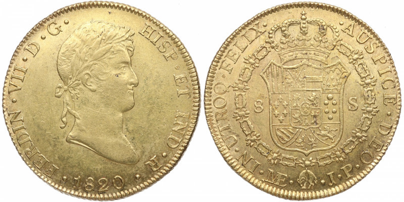 1820. Fernando VII (1808-1833). Lima. 8 Escudos. JP. A&C 1767. Au. 27,03 g. EBC+...