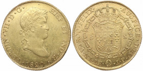 1820. Fernando VII (1808-1833). Lima. 8 Escudos. JP. A&C 1767. Au. 27,03 g. EBC+. Est.2000.
