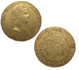 1821. Fernando VII (1808-1833). Guadalajara. 8 escudos. FS. A&C 1749. Au. 26,36 g. MUY RARA y más así. EBC- / EBC. Est.6500.