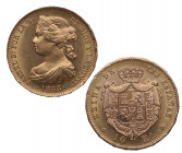 1868*68. Isabel II (1833-1868). Madrid. 10 escudos. A&C 815. Au. 8,41 g. Bella. Brillo original. SC. Est.450.