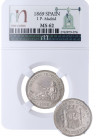 1869. I República (1868-1871, 1873-1874). Madrid. 1 Peseta. SMN. A & C 16. Encapsulada por NN coins en MS 62. SC. Est.400.