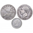 1937. Lote 3 monedas 50 Céntimos 1904), y 2 peseta (2) 1870 Y 1882. MBC+ a EBC-. Est.30.