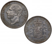 1882*82. Alfonso XII (1874-1885). Madrid. 2 pesetas. MSM. A&C 32. Ag. 9,87 g. SC-. Est.400.