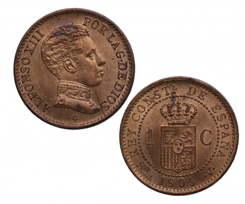 1906*6. Alfonso XIII (1886-1931). Madrid. 1 Céntimo. SLV. A & C 2. Cu. 1,00 g. S...