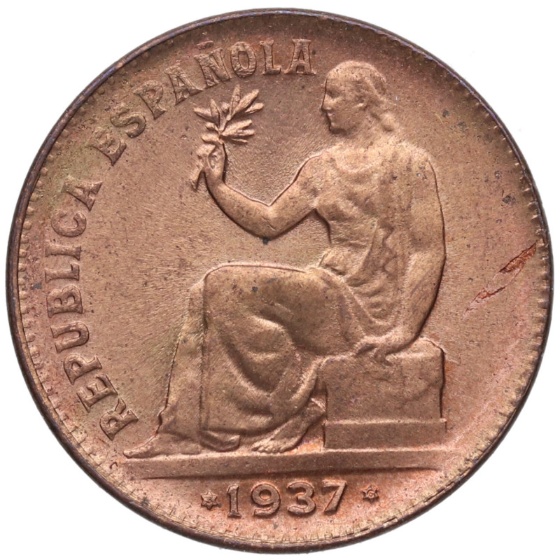 1937. II República (1931-1939). Madrid. 50 céntimos. A & C 27. Cu. 6,02 g. Bella...