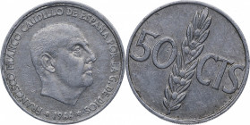 1966*68. Franco (1939-1975). Madrid. 50 céntimos. A&C 32. Al. 0,99 g. Reverso girado 30%. EBC. Est.15.