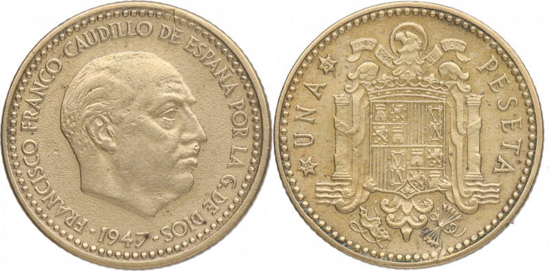 1947*51. Franco (1939-1975). Madrid. 1 peseta. A & C 51. Ae. Ligera limpieza. EB...