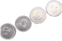 1957*72,*73,*74,*75. Franco (1939-1975). 4 monedas de 5 Pesetas . Cu-Ni. SC. Est.18.
