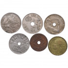 1937. Lote de 6 monedas. Alfonso XII (1874-1885.  II Republica: 25 centimos 1925, 1934, 1937, 19387, 1 peseta 1937 . . MBC a EBC. Est.60.