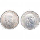 1966*67 y *68. Franco (1939-1975). Madrid. 100 pesetas (lote de dos monedas). Ag. Bellas. SC y EBC. Est.40.