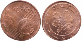 2019. Alemania. 5 Céntimos de €. Cu. Error : 5 Céntimos en cospel de 2 céntimos (tiene ranura y pesa 3,06 g). SC. Est.150.