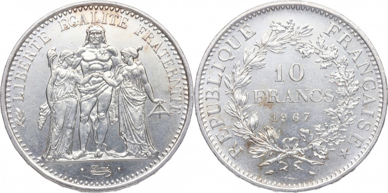 1967. Francia. 10 francos. Ag. 25,05 g. SC. Est.30.