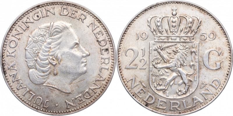 1959. Holanda. 2,5 gulden. Ag. 15,02 g. SC. Est.25.