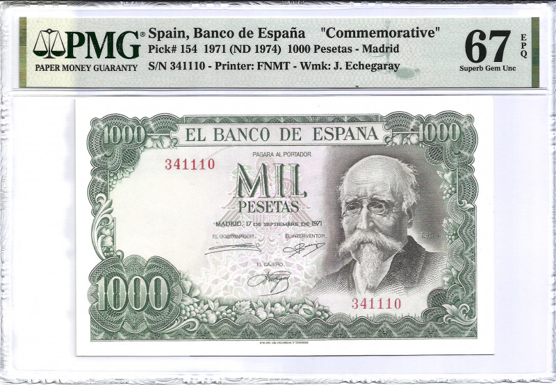 1971. 1000 Pesetas. Pick 154. Sin serie. Encapsulado por PMG en 67 EPQ. SC. Est....