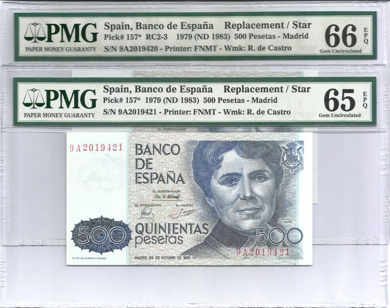 1979. Juan Carlos I (1975-2014). 500 Pesetas. Pick 157*. Serie 9 A. Pareja Encap...