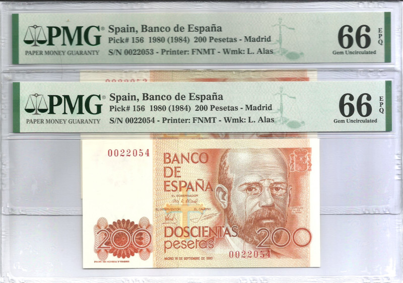 1980. Juan Carlos I (1975-2014). 200 Pesetas. 156. Sin serie. Pareja Encapsulado...