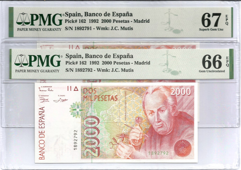 1992. Juan Carlos I (1975-2014). 2000 Pesetas. Pick 162. Sin serie. Pareja Encap...